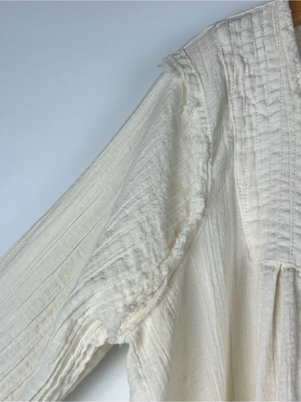 Free People Sand Dune Henley Oversized Tunic Top Boho Fringe Hem Cream Size L